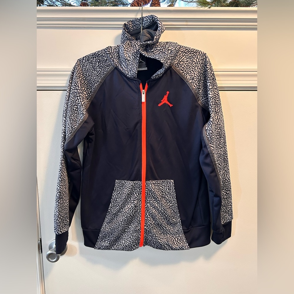 Nike Therma-Fit Jordan Full Zip Jacket Hooded Boy's XL Navy Blue & Orange